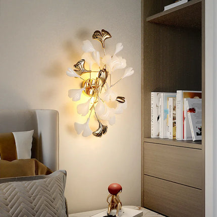 IWP Romantic Flowers LED Wall Lamp Gold Sconce For Foyer