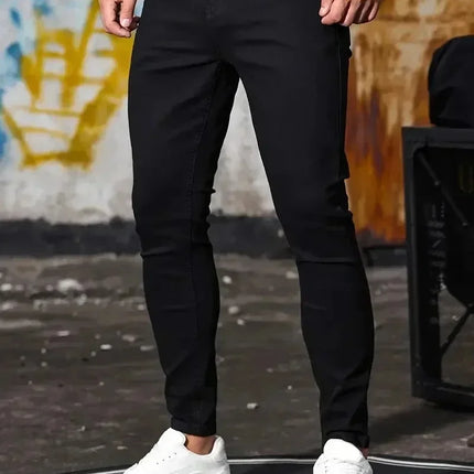 CN Guangdong Mens Slim Fit Jeans Classic Skinny Denim Blue by zapcart