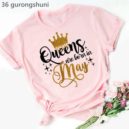Queen Are Born In January To December Bold Graphic Tee Women by zapcart