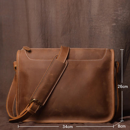 GURO Vintage Leather Messenger Bag For Men Genuine Cowhide by zapcart