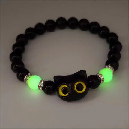 Couples Matching Glow In The Dark Cat Head Bracelets by zapcart
