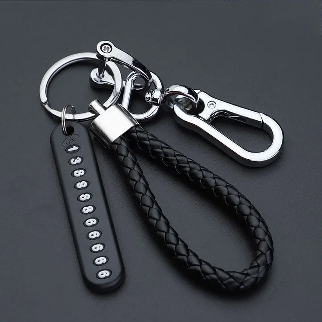 Anti Lost Metal Car Keychain with Custom Phone Number Tag | Double Key Ring Key Holder