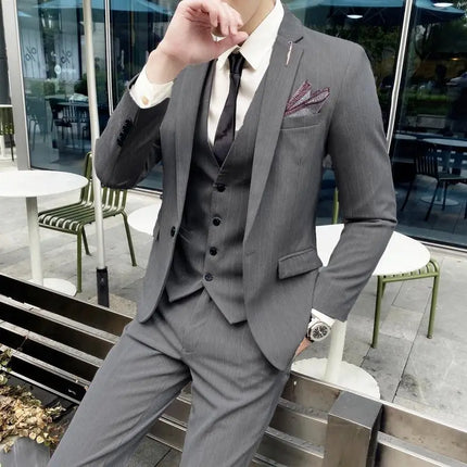 Mens Slim Fit Three Piece Suit CN Sichuan Wedding Ready by zapcart