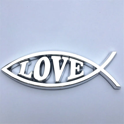 Jesus Fish Chrome Car Emblem WL115 Peace Faith 3D Badge by zapcart