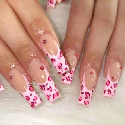 Extra Long Press On Nails Glue Included Bear Bow For Women by zapcart