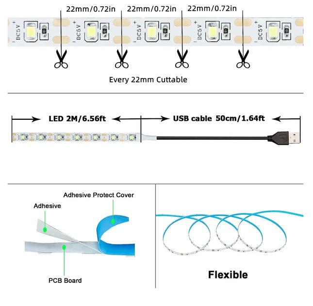 WIXOLighting USB LED Strip Lights 5m Warm White Living Room by zapcart