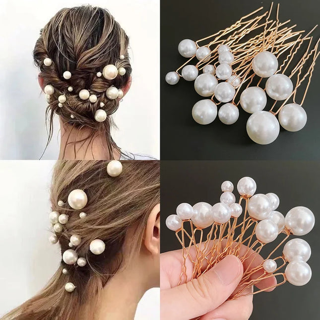 Bridal U Shaped Hair Clips 18Pcs Metal Pearl Design by zapcart