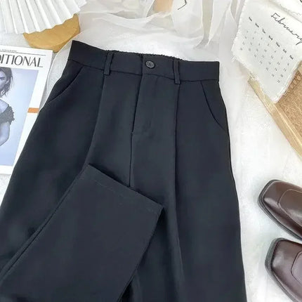 Women Harem Pants Elastic High Waist Black Office Trousers by zapcart