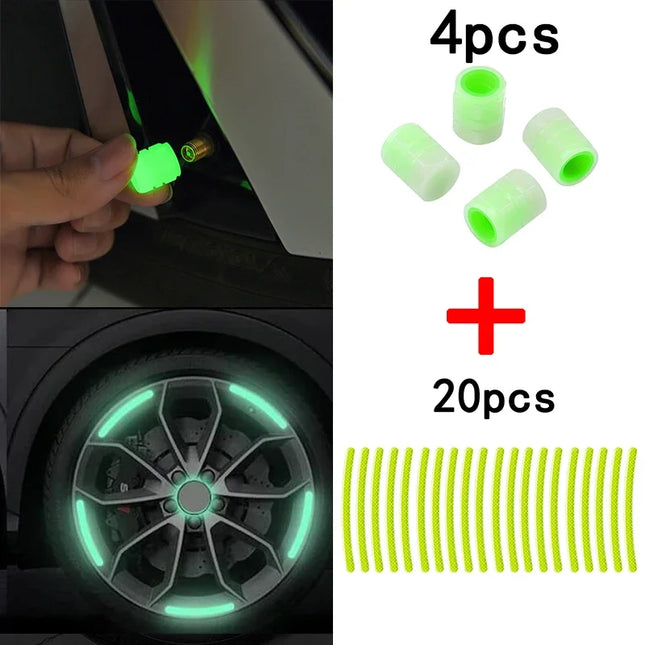 PVC Luminous Wheel Valve Caps Reflective Stickers For Cars by zapcart