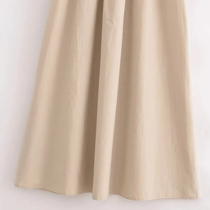 TRAF Khaki Elegant Spring Long Dress Women 2025 Sleeveless by zapcart