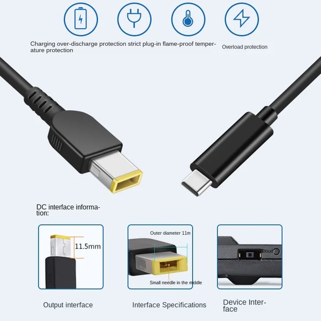 CY USB Type C PD Charging Cable For ThinkPad Lenovo 65W 1.5m by zapcart
