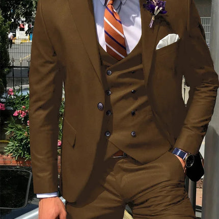 CN Jiangsu Dark Blue 3 Piece Slim Fit Suit For Men Groom by zapcart