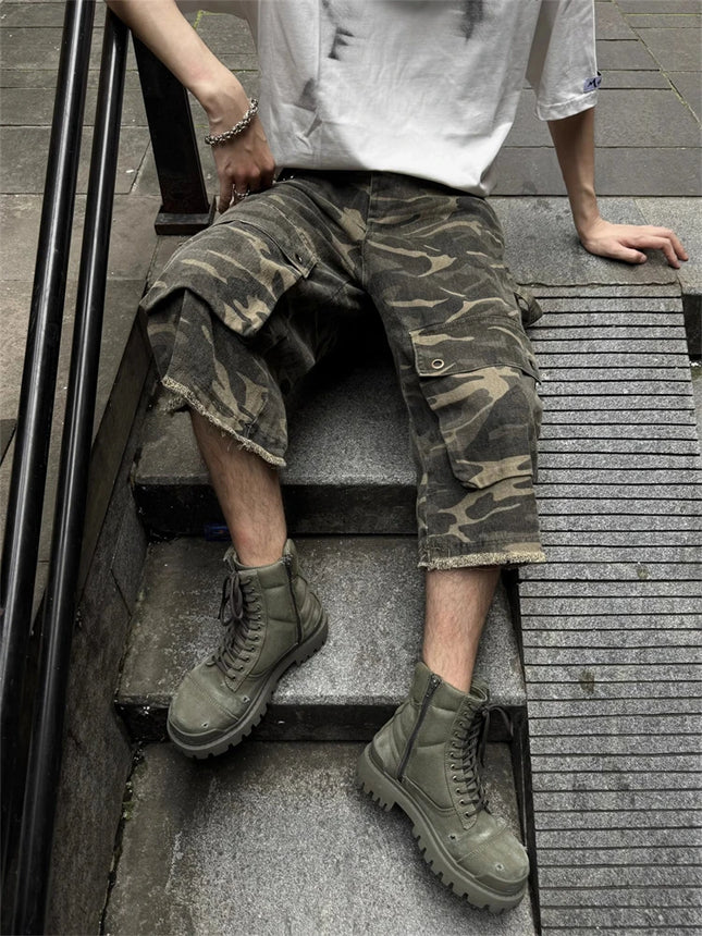 Edge Womens Camouflage Cargo Cropped Pants For Streetwear by zapcart