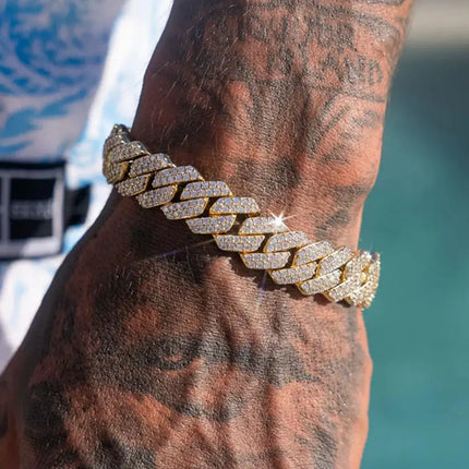 SUBOLLOWCN Iced Prong Cuban Chain Bracelet For Men Women by zapcart