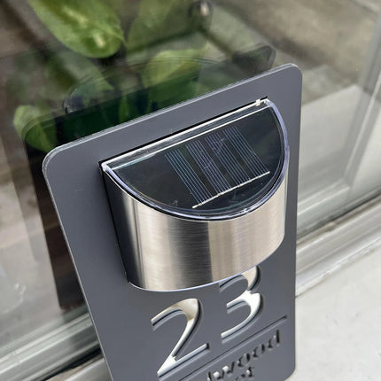 Personalized Exterior lights House Number Sign LED Solar House Sign Custom 3D Laser Cutting Street Family Name Door Sign by zapcart