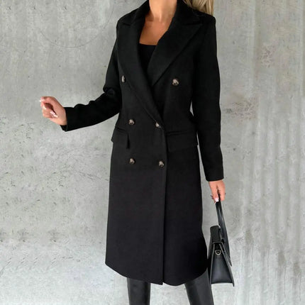 Women Woolen Winter Overcoat Warmth Elegant Streetwear by zapcart
