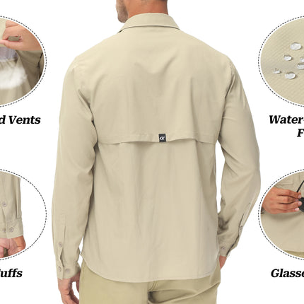 Men UPF 50 Fishing Shirt Back Mesh Sun Protection Casual by zapcart