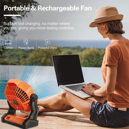 Super Cheese Camping Desk Fan With LED Light Rechargeable by zapcart