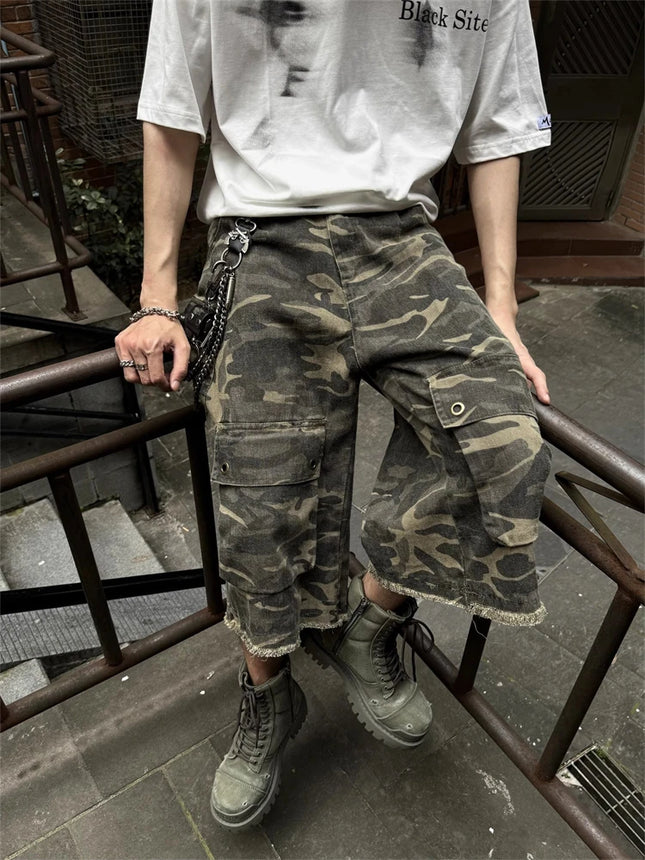 Edge Womens Camouflage Cargo Cropped Pants For Streetwear by zapcart