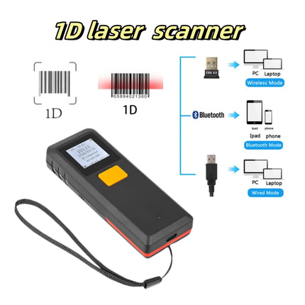 YuNew Bluetooth Barcode Scanner 1D 2D QR Portable Logistics by zapcart