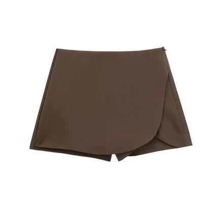 TRAF 2024 Black Skort For Women Asymmetric High Waist by zapcart