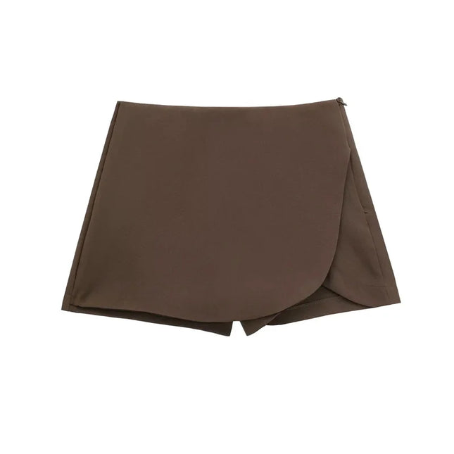 TRAF 2024 Black Skort For Women Asymmetric High Waist by zapcart