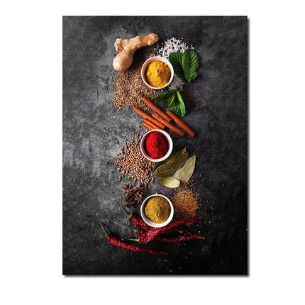 Kitchen Wall Art Herbs Spices Canvas Painting Nordic Decor by zapcart