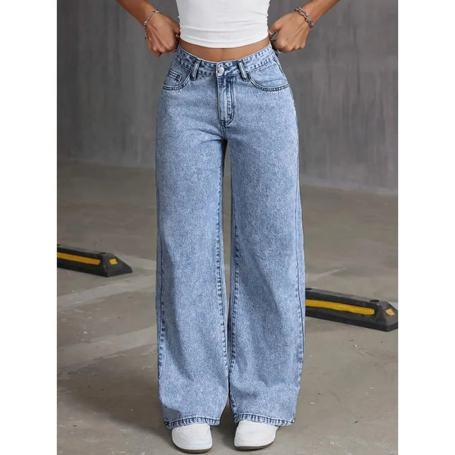 Denim Wide Leg Jeans High Waisted Bow Embroidered Women by zapcart