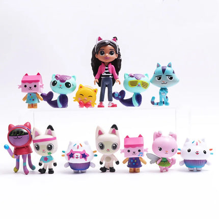 Anime Gabby Dollhouse 13Piece Set with Smile Cat Hug Gaby Girl PVC Models Cartoon Children Toy for Christmas And Birthday Gifts by zapcart