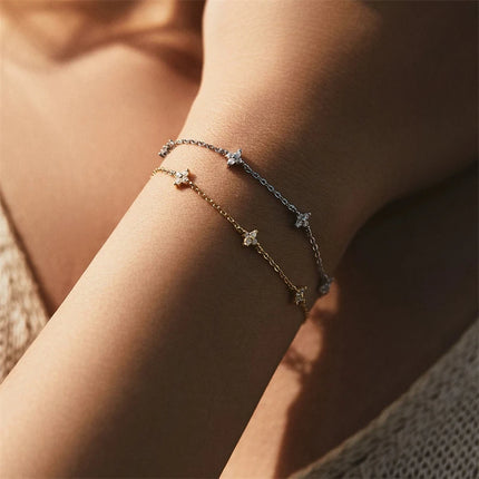 LostSoulcn Crystal Flower Stainless Steel Bracelet Women by zapcart