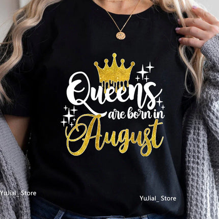 Queen Are Born In January To December Bold Graphic Tee Women by zapcart