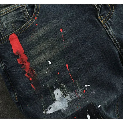 AnhuiChoice Mens Jeans Slim Fit Retro Washed Ripped Hip Hop by zapcart