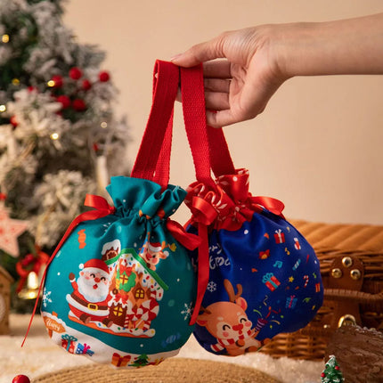 Festive Christmas Gift Bag Drawstring Pouch For Parties by zapcart