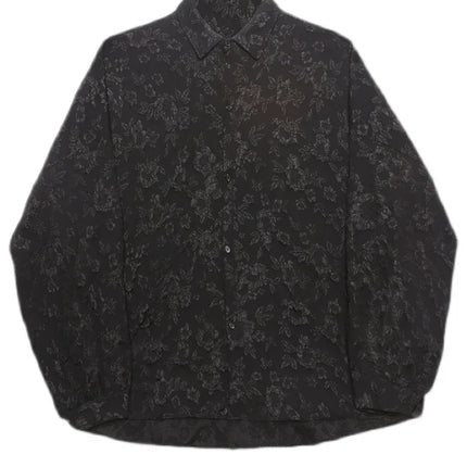 XITAO Women Crumpled Jacquard Shirt Loose Bat Wing Sleeve by zapcart