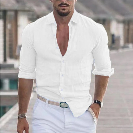 CN Jiangxi Mens Cotton Linen Shirt Loose Fit Breathable by zapcart