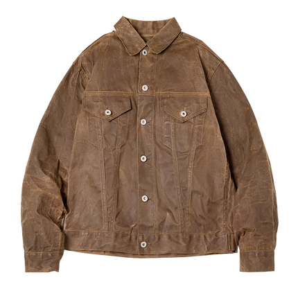 Maden Waxed Canvas Jacket For Men Waterproof Safari Style by zapcart