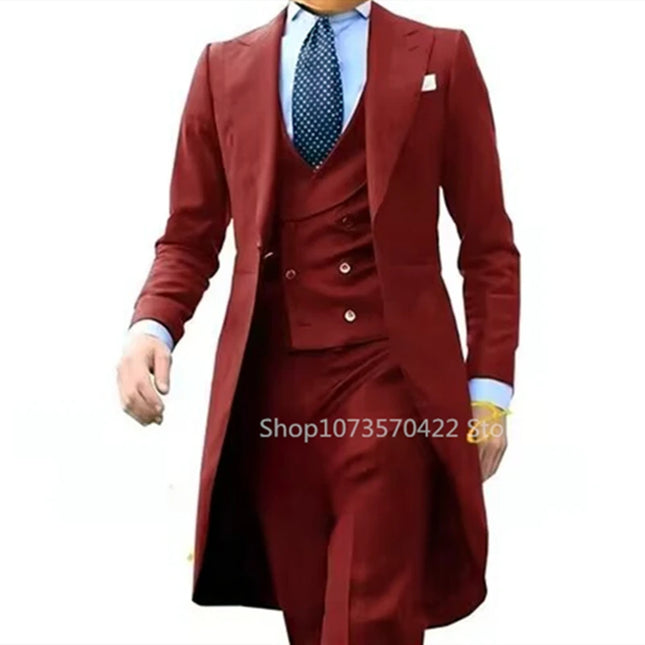 Zhejiang Choice Men Tailcoat 3 Piece Wedding Suit Slim Fit by zapcart