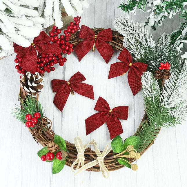 WNYZQCN Christmas Bows 10Pcs Gold Red Holiday Decor by zapcart
