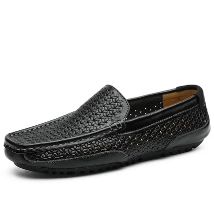 DZAG Men Leather Loafers Breathable Slip On Driving Shoes by zapcart