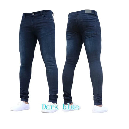 Kalenmos Men Jeans Slim Fit Mid Waist Ankle Length Denim by zapcart