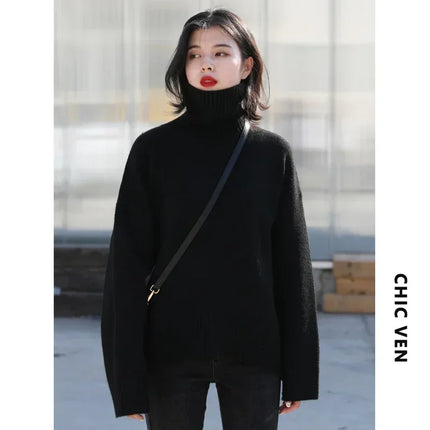 CHIC VEN Korean Womens Sweater Cozy Loose Knit Warm by zapcart