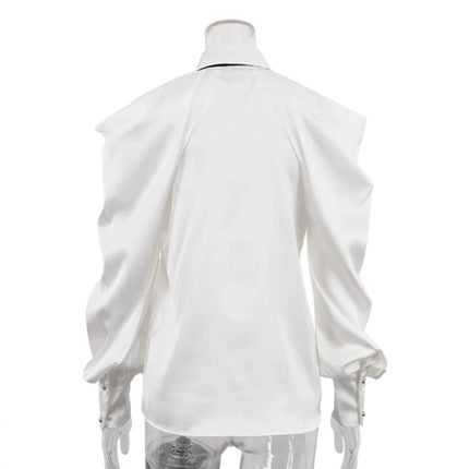 TWOTWINSTYLE Women Loose Fit Hollow Out Patchwork Blouse by zapcart