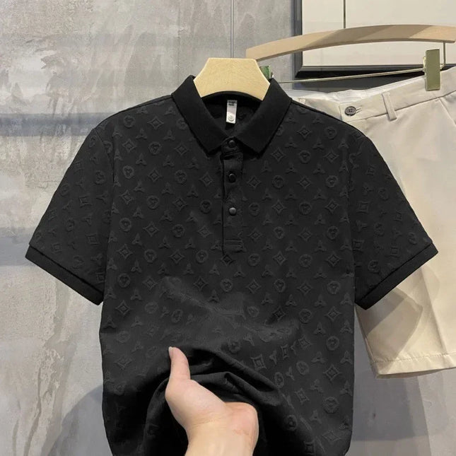 Breathable Ice Silk Mens Polo Shirt Hollow Short Sleeve CN by zapcart