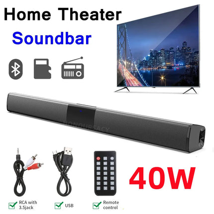 Honoursacy 40W Bluetooth Soundbar for TV PC Immersive Audio by zapcart