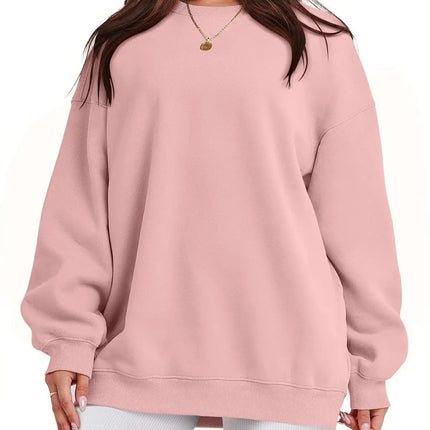Women Fleece Lined Sweatshirt Cozy Warm Loose Fit Crew Neck by zapcart