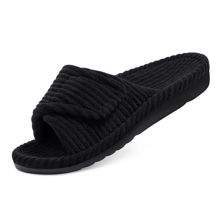 Crestar Women Open Toe Corduroy Slippers With Arch Support by zapcart
