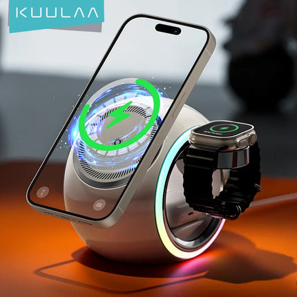 Kuulaa 3 In 1 Magnetic Wireless Charger Stand For iPhone LED by zapcart