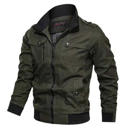 CN Fujian Mens Jacket Zipper Pockets Stand Collar Oversized by zapcart