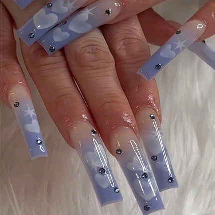 Extra Long Press On Nails Glue Included Bear Bow For Women by zapcart