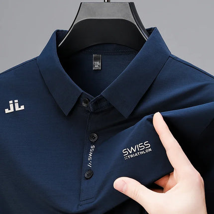 CN Zhejiang Mens Business Casual Polo Shirt Badge Breathable by zapcart